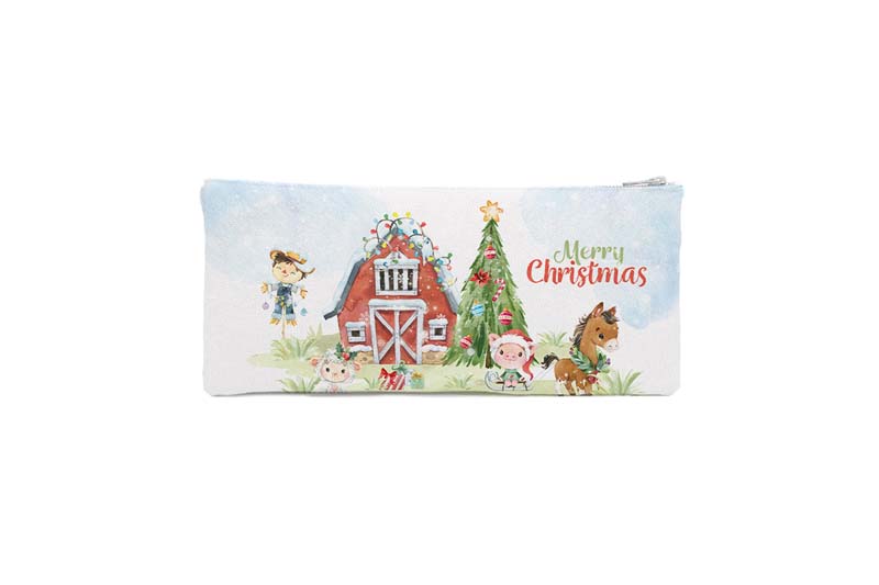 TS518-Tsantakides-Christmas-Xmas-Pencil-Case-Kasetina-Pencilcase-Gift-Doro-Present-Kids-Tree-Snow-Pig-Hourse-Fun-Farm-Village