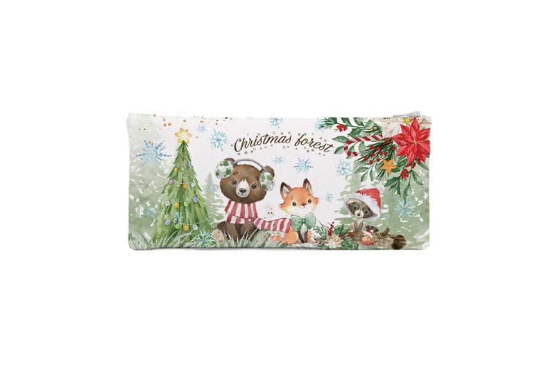 TS519-Tsantakides-Christmas-Xmas-Pencil-Case-Kasetina-Pencilcase-Gift-Doro-Present-Kids-Forest-Animals-Cute-Snow
