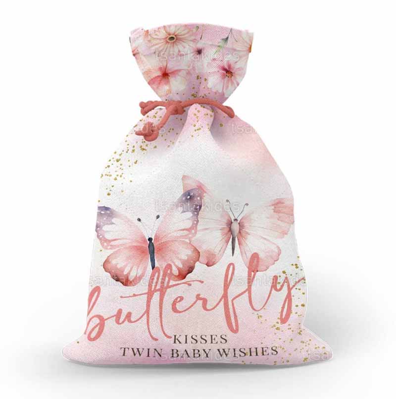 Υφασμάτινο πουγκί εκτυπωμένο με θέμα Butterflies twins