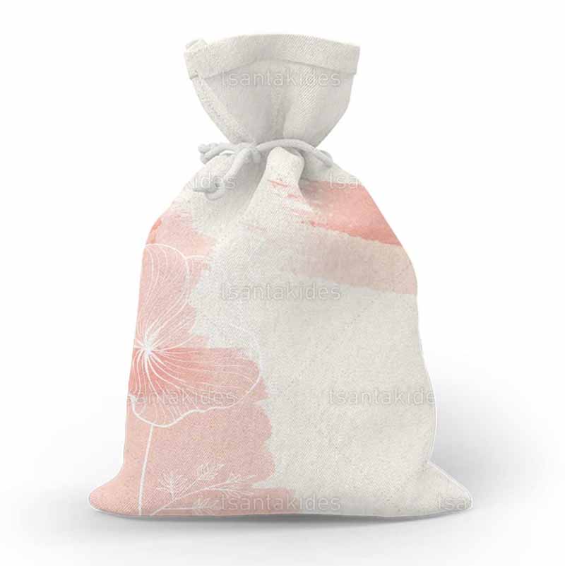 Υφασμάτινο πουγκί εκτυπωμένο σε minimal ύφος με pastel χρωματισμούς