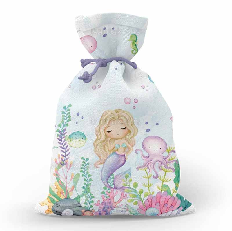 Υφασμάτινο πουγκί εκτυπωμένο με θέμα Mermaid