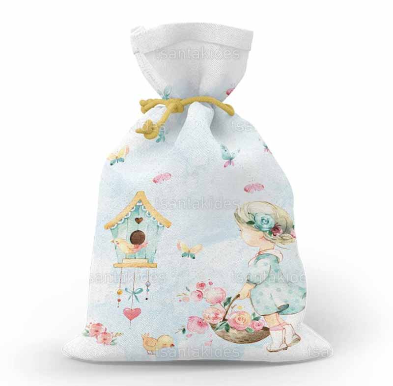 Υφασμάτινο πουγκί εκτυπωμένο με θέμα Shabby chic baby girl