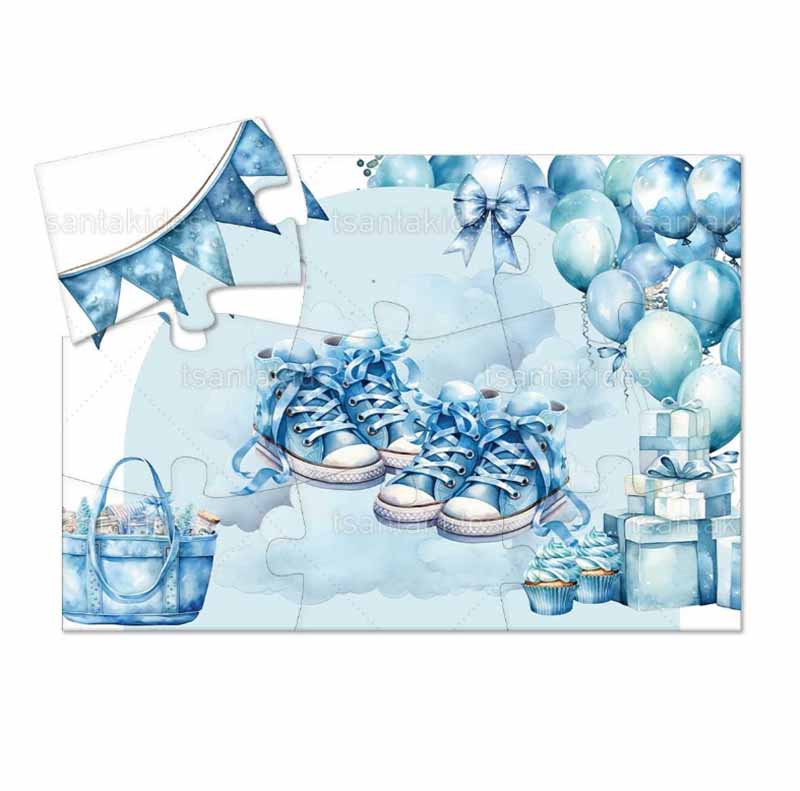 Παζλ με 9 κομμάτια εκτυπωμένο με θέμα Baby Twins baby blue shoes