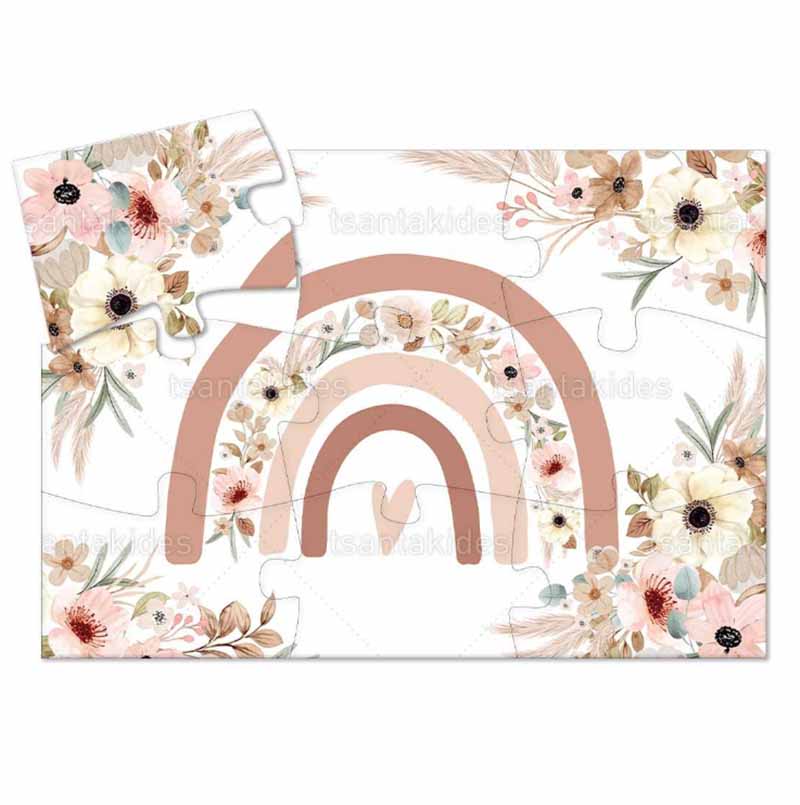 Παζλ με 9 κομμάτια εκτυπωμένο με θέμα Baby Floral rainbow