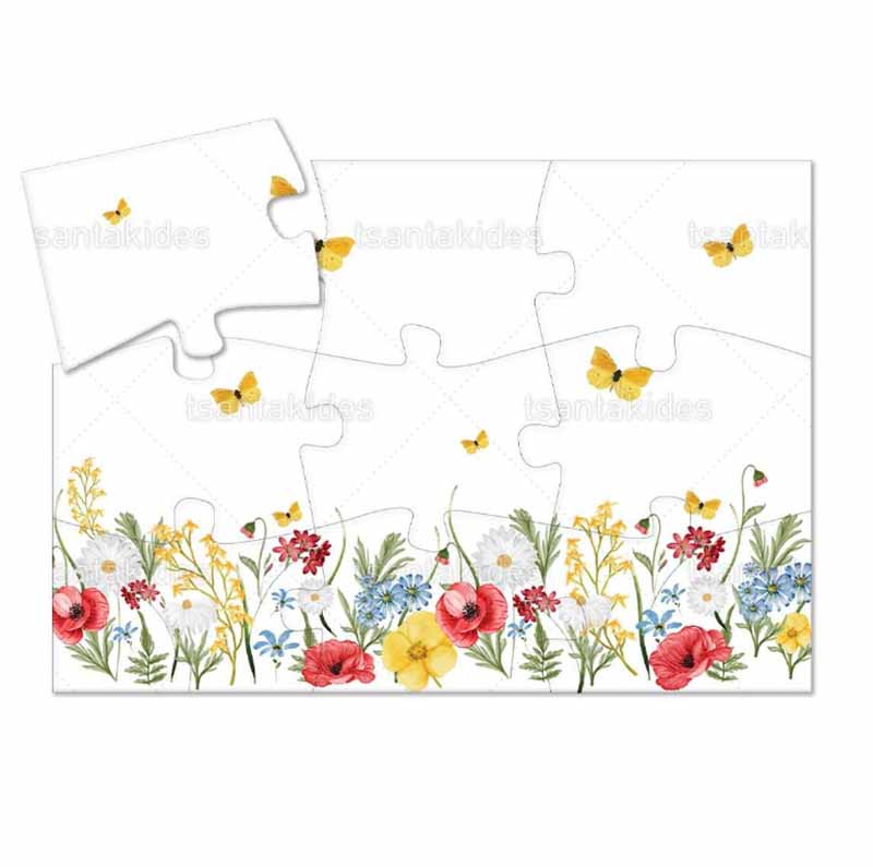 Παζλ με 9 κομμάτια εκτυπωμένο με θέμα Baby Red wildflowers
