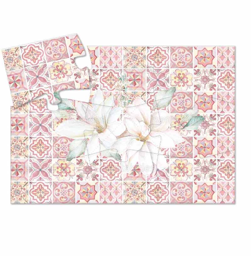 Παζλ με 9 κομμάτια εκτυπωμένο με θέμα Baby Pink Italian tiles