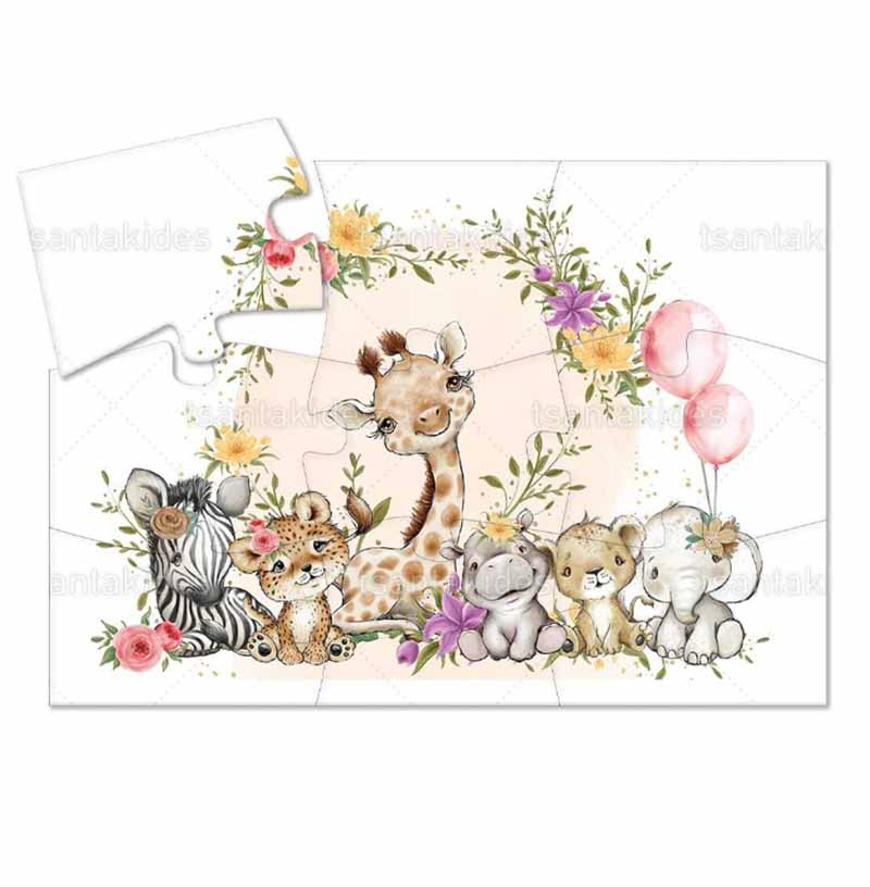 Παζλ με 9 κομμάτια εκτυπωμένο με θέμα Baby Cute floral jungle