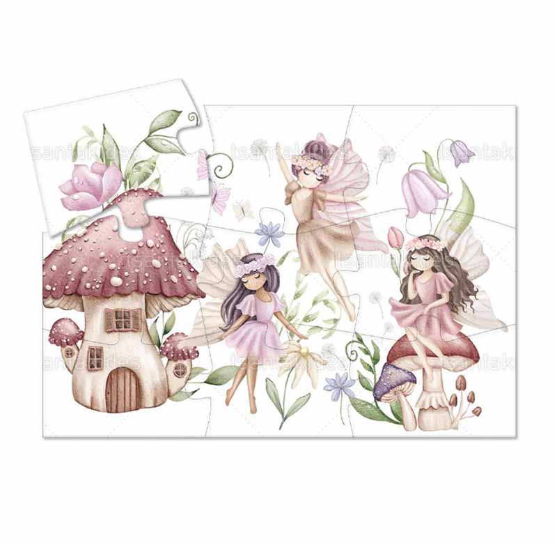 Παζλ με 9 κομμάτια εκτυπωμένο με θέμα Baby Fairies in Fairyland