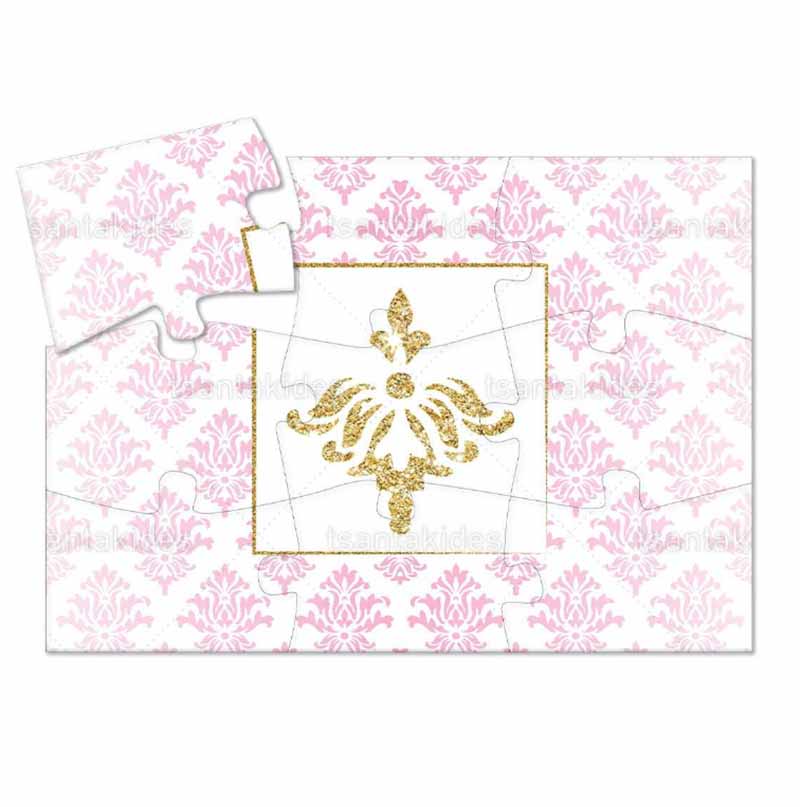 Παζλ με 9 κομμάτια εκτυπωμένο με θέμα Baby Damask pink