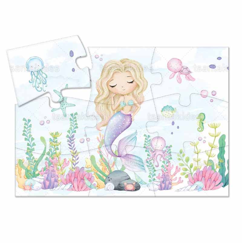 Παζλ με 9 κομμάτια εκτυπωμένο με θέμα Baby Mermaid