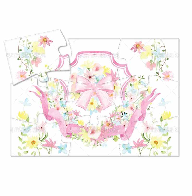 Παζλ με 9 κομμάτια εκτυπωμένο με θέμα Baby Floral monogram