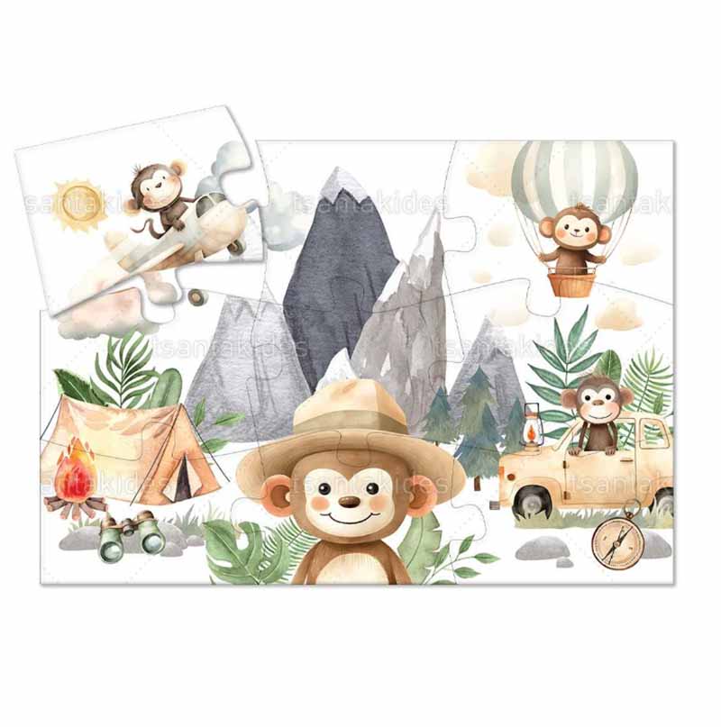 Παζλ με 9 κομμάτια εκτυπωμένο με θέμα Baby Jungle monkey adventure