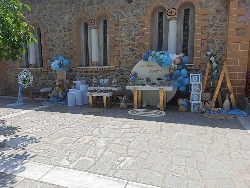στολισμός βάπτισης για αγόρι με θέμα το αρκουδάκι
