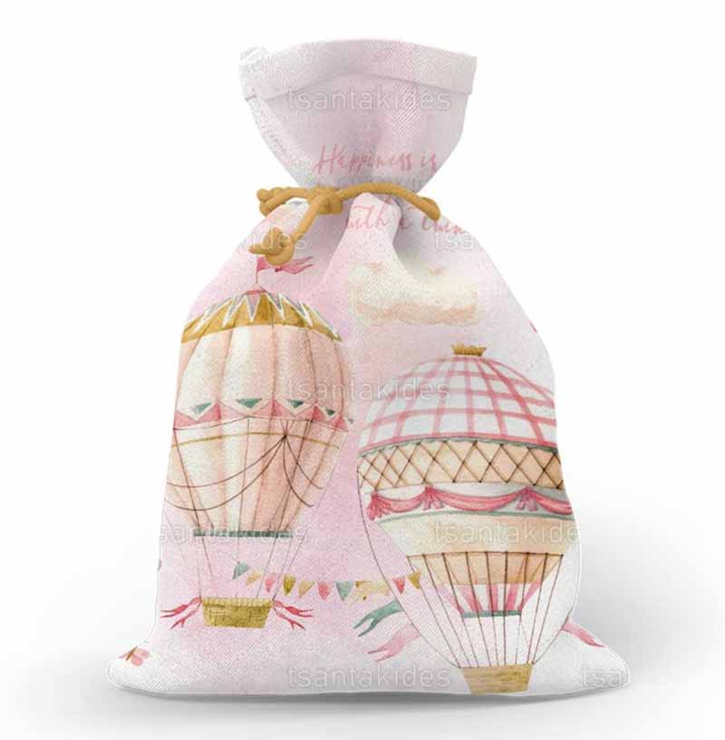 Υφασμάτινο πουγκί εκτυπωμένο με θέμα Baby Girls Hot Air Balloon
