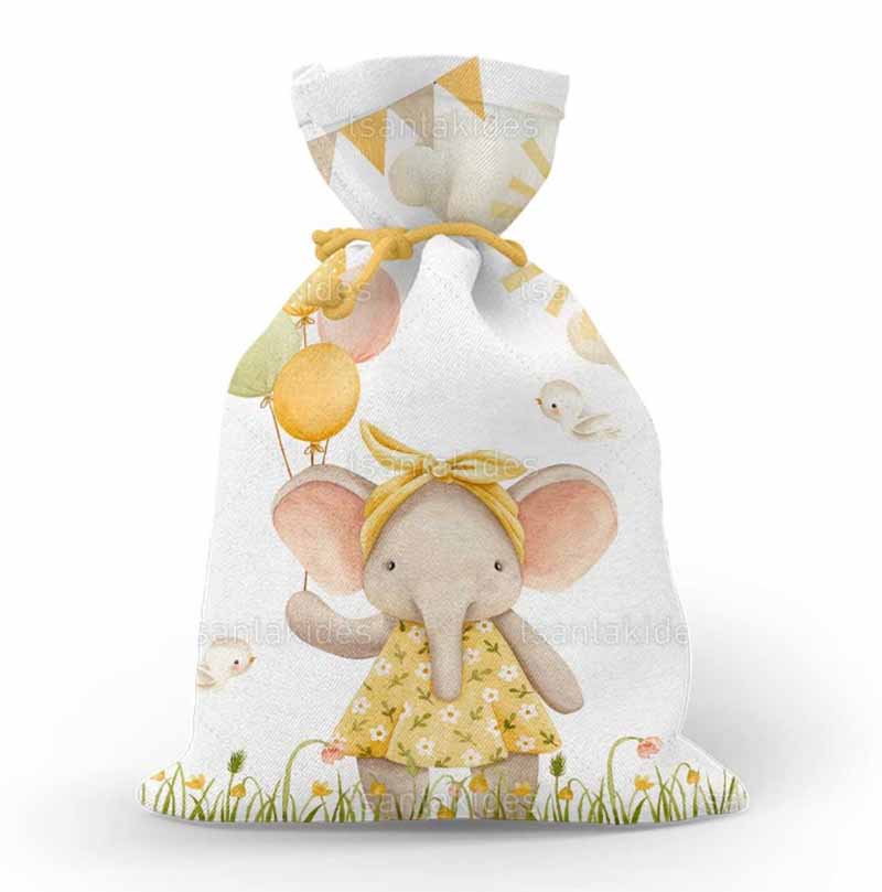Υφασμάτινο πουγκί εκτυπωμένο με θέμα Summer Elephant